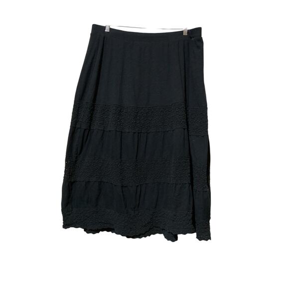Lane Bryant Knit & Lace Midi Skirt Womens Size 18/20 Black Boho Peasant - Picture 1 of 4
